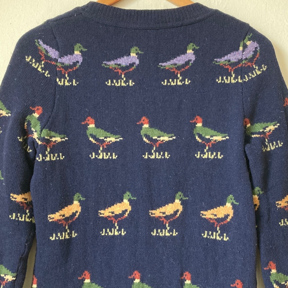 Anthropologie HWR Wool Cardigan Sweater Mallard Duck Print Size M - Picture 9 of 16